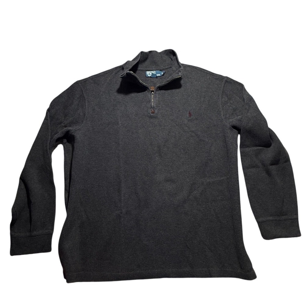 Polo Ralph Lauren Mens XXL Charcoal Grey 1/4 Zip 100% Cotton Sweater SKU171